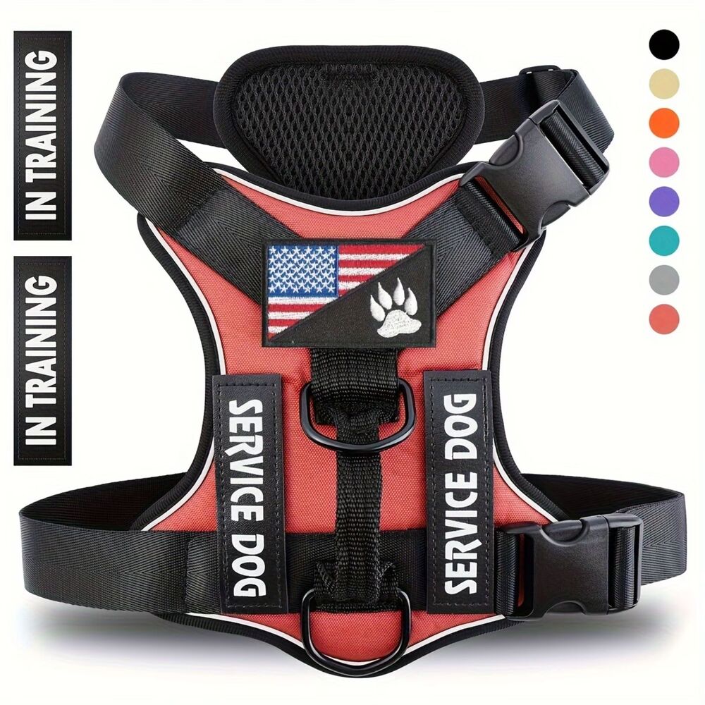 Adjustable RED Reflective SERVICE DOG  Harness Vest  For Small & Medium Pets